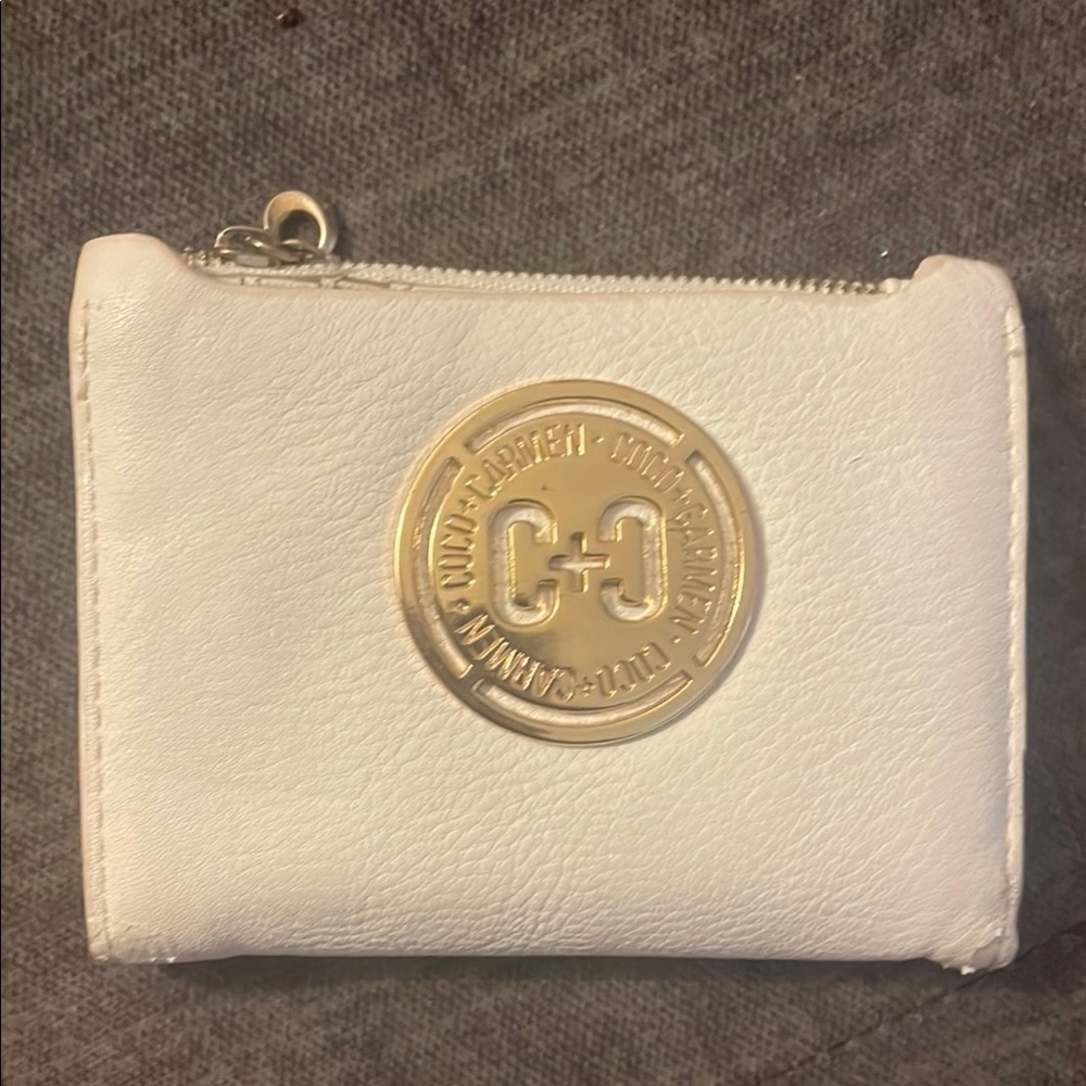 White Wallet with Gold Logo